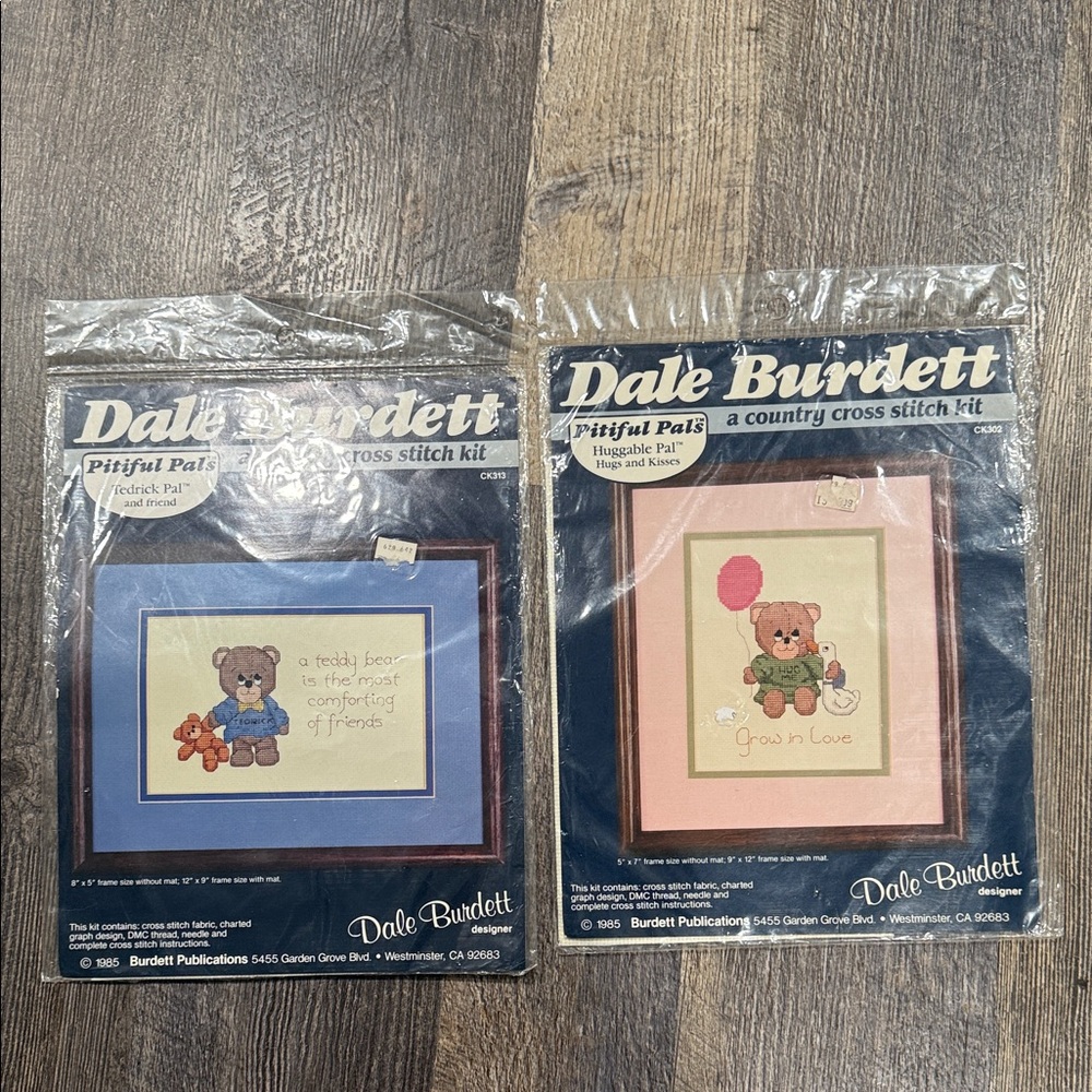 Vintage Dale Burdett Bear Cross Stitch Kits. Sealed